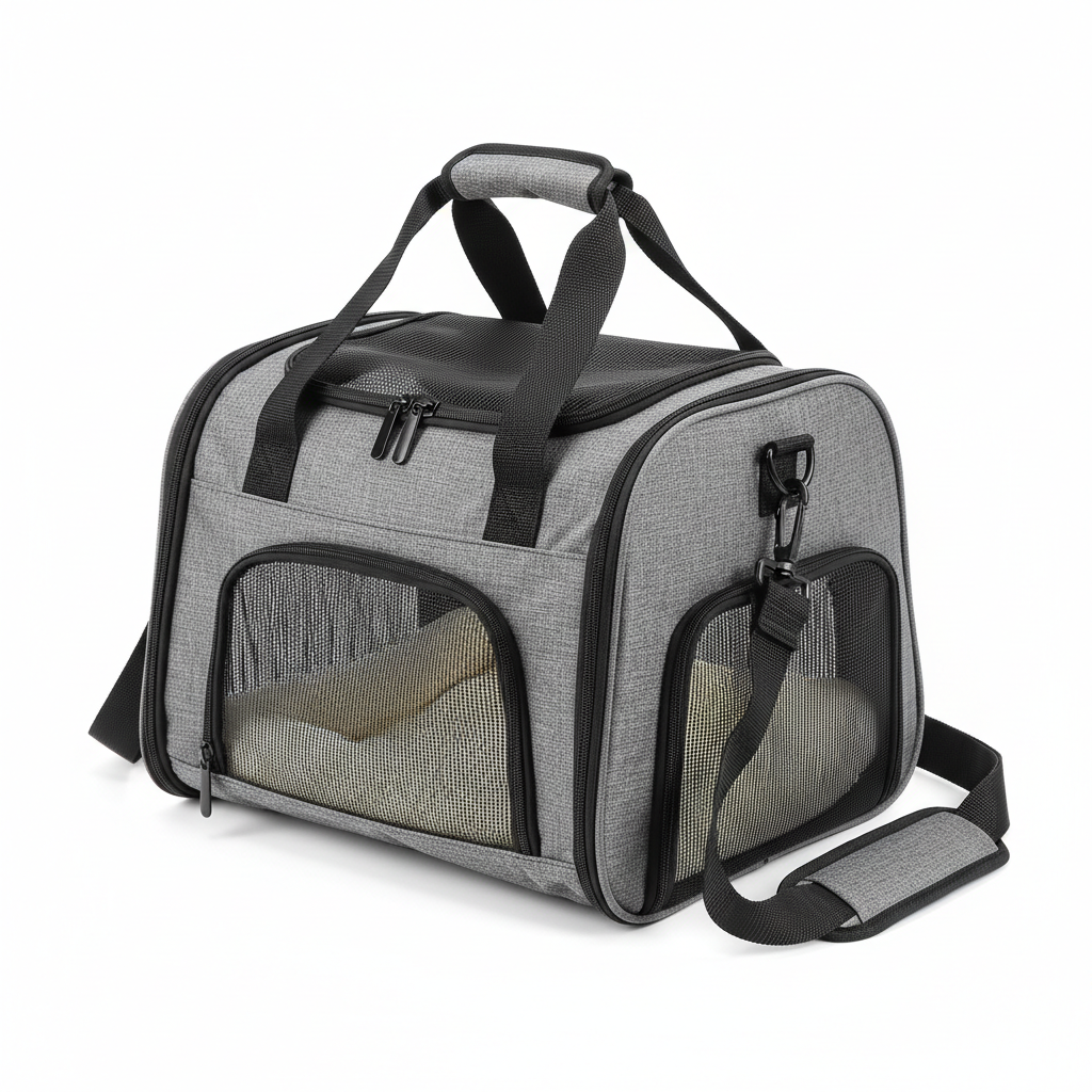 Soft sided pet carrier bag for cats and dogs