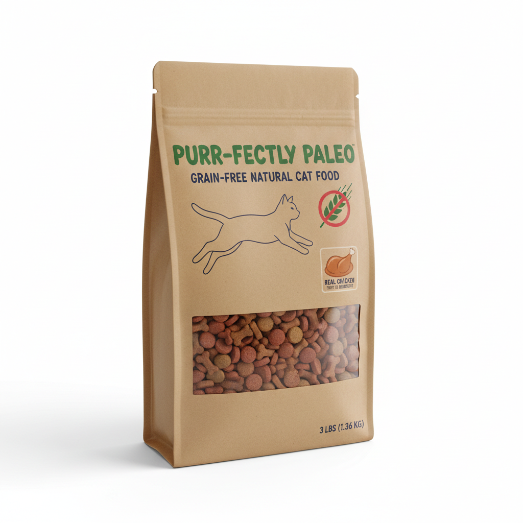 Grain-free natural dry cat food bag