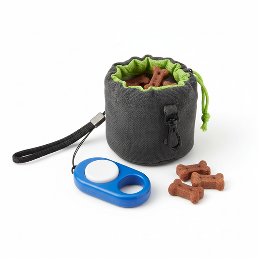 Dog training clicker and treat pouch set