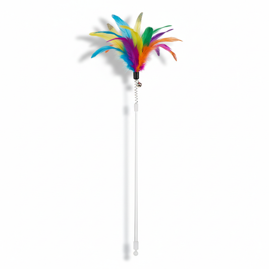 Colorful feather wand cat toy