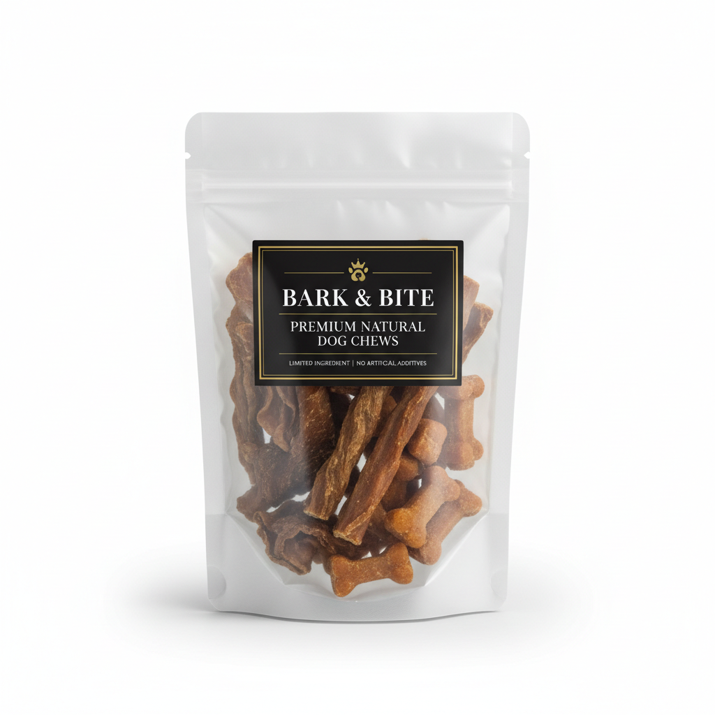 Bag of premium natural dog treats and chews