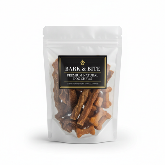 Bag of premium natural dog treats and chews