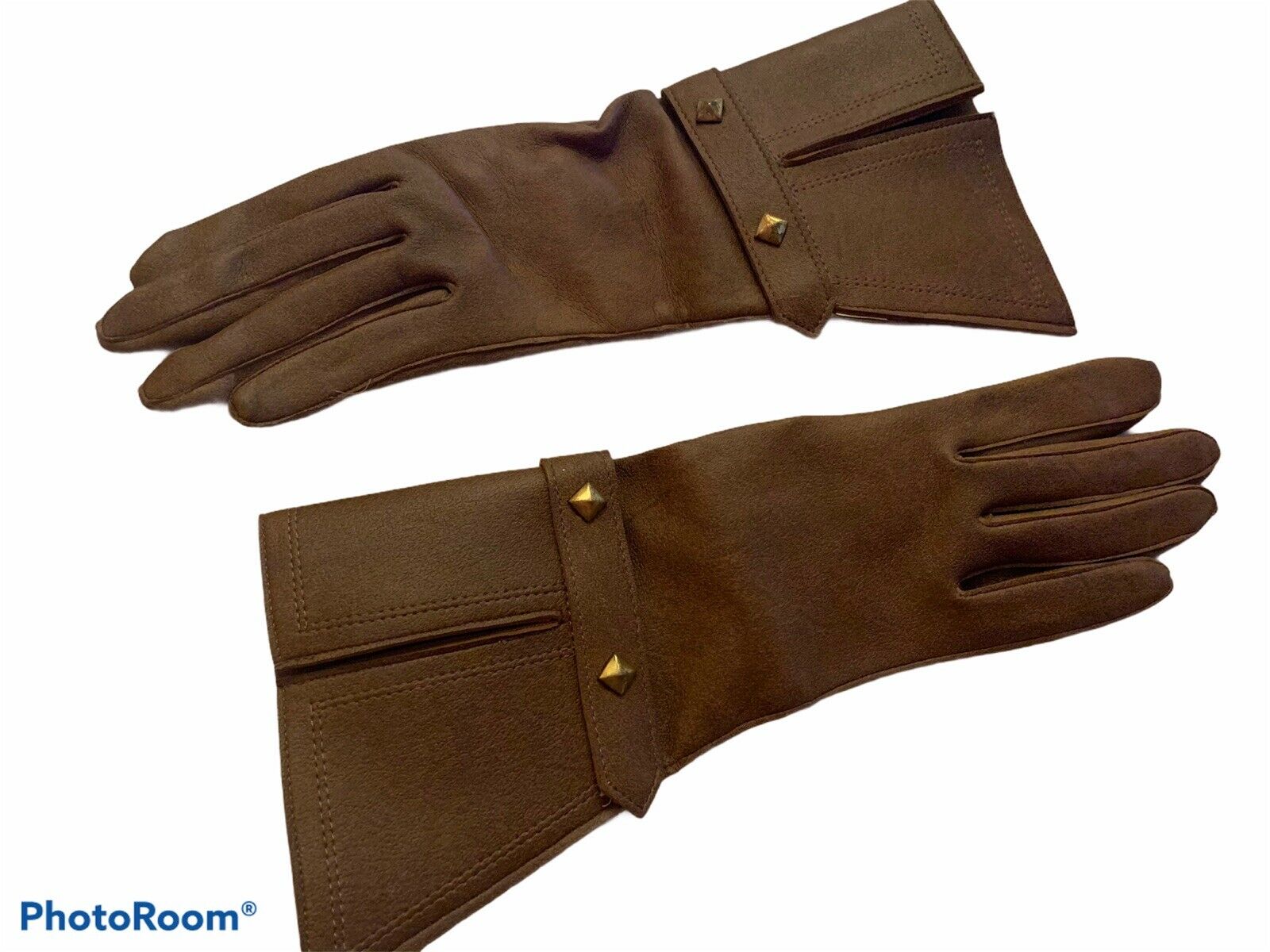 Vtg 70s Lee Begman Brown Vinyl Lined Gloves Size Medium Japan 11 1